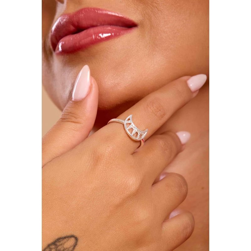 Anel Lua Vazada - Semi joias Prata