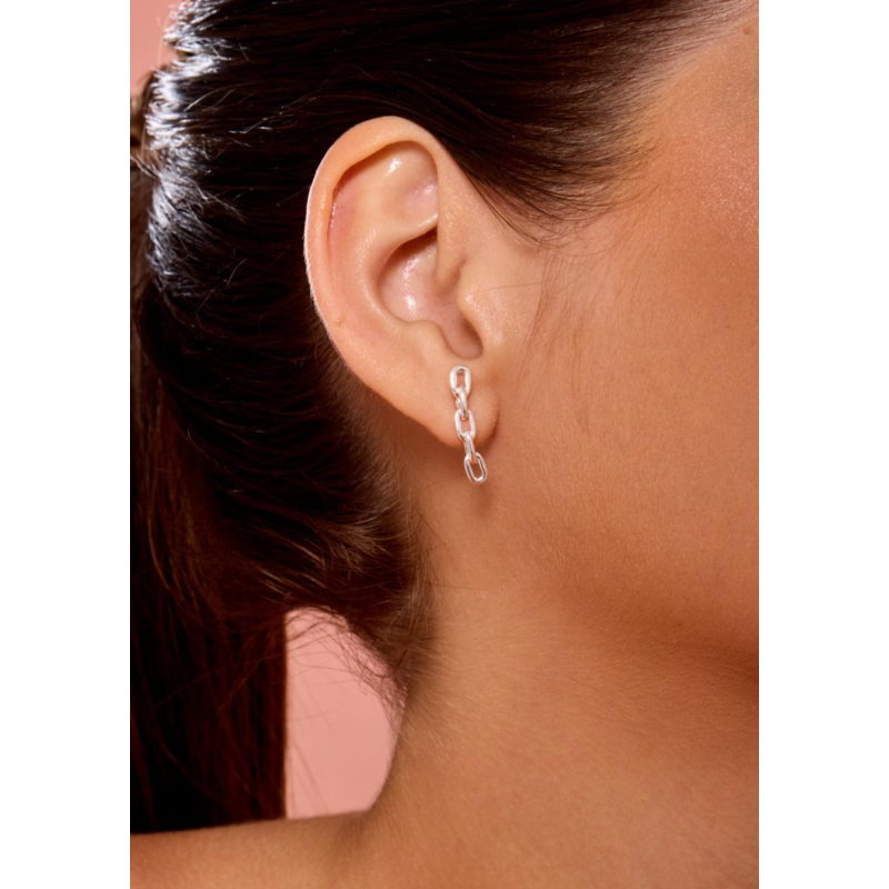 Brinco ear cuff elo corrente - Semijoias Prata
