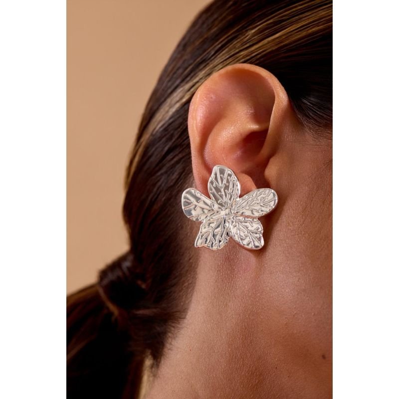 Brinco flor - Semijoias Prata