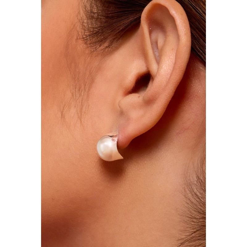 Brinco oval liso - Semijoias Prata