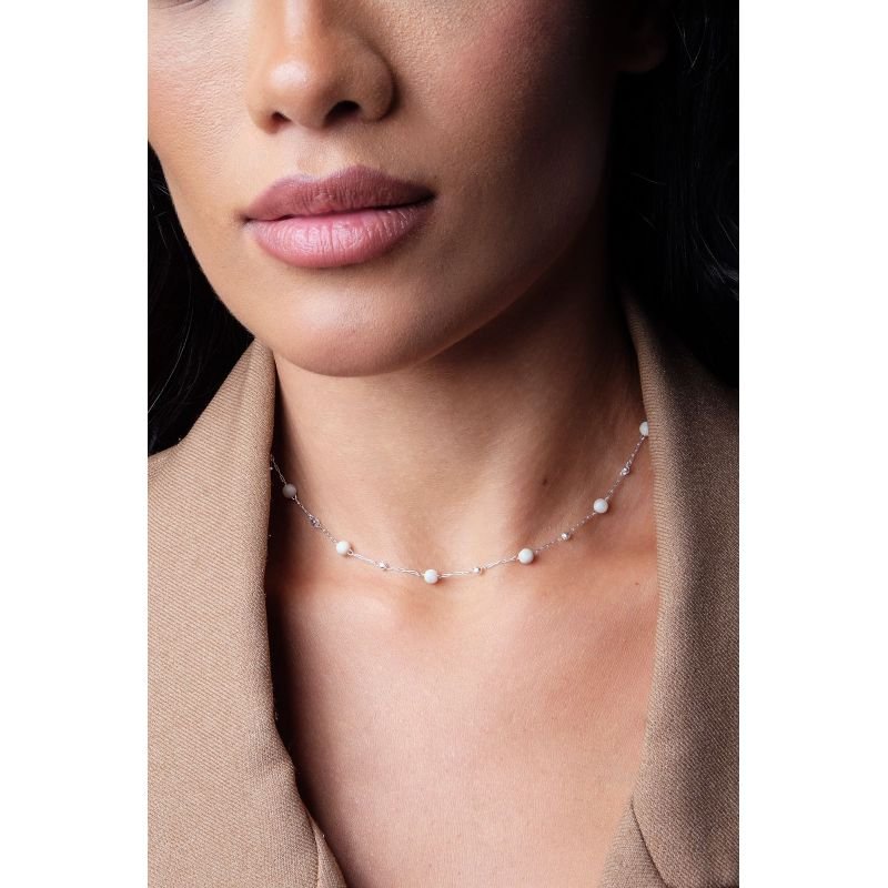 Chocker de bolinhas brancas - Semijoia Prata