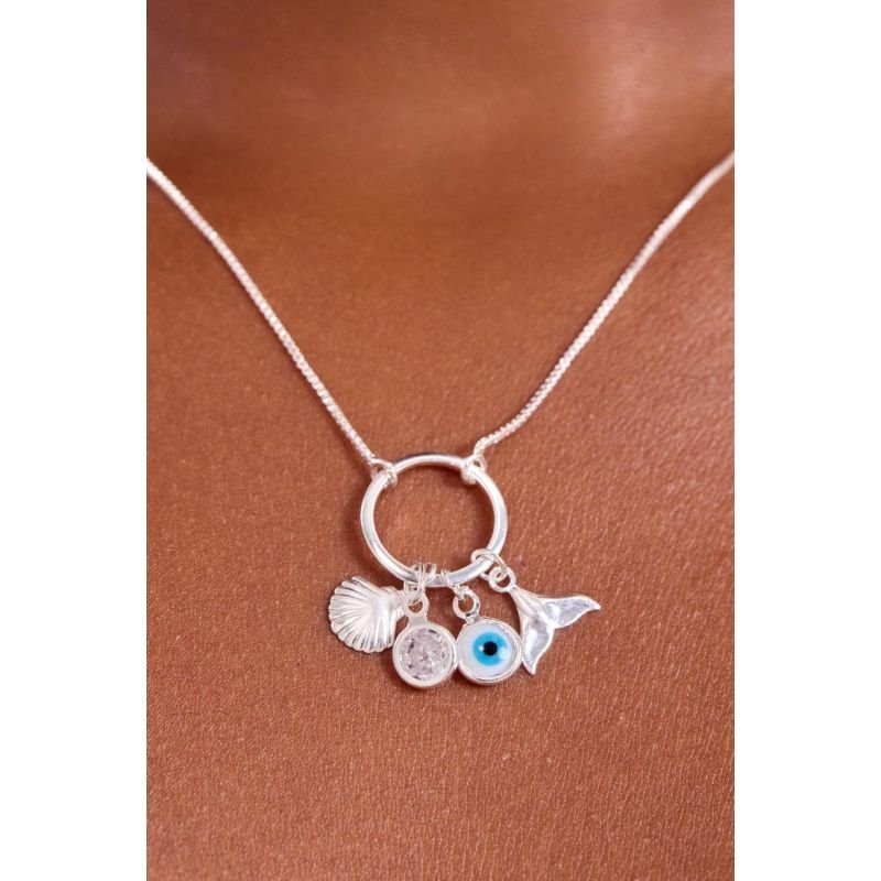 Colar - 4 Pingentes - Semijoia Prata