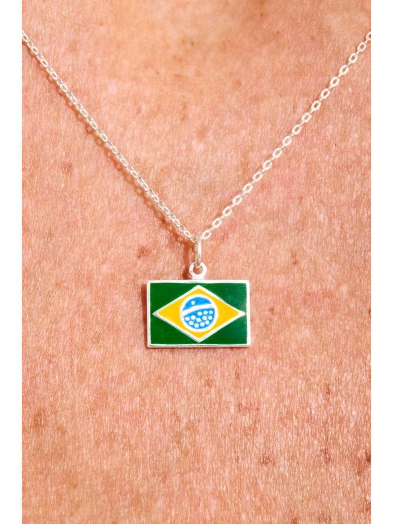 Colar | Bandeira Brasil Resinada 45cm
