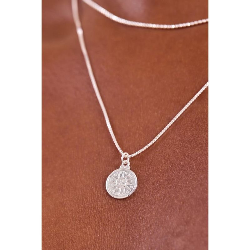 Colar- Duplo sol - Semijoia Prata