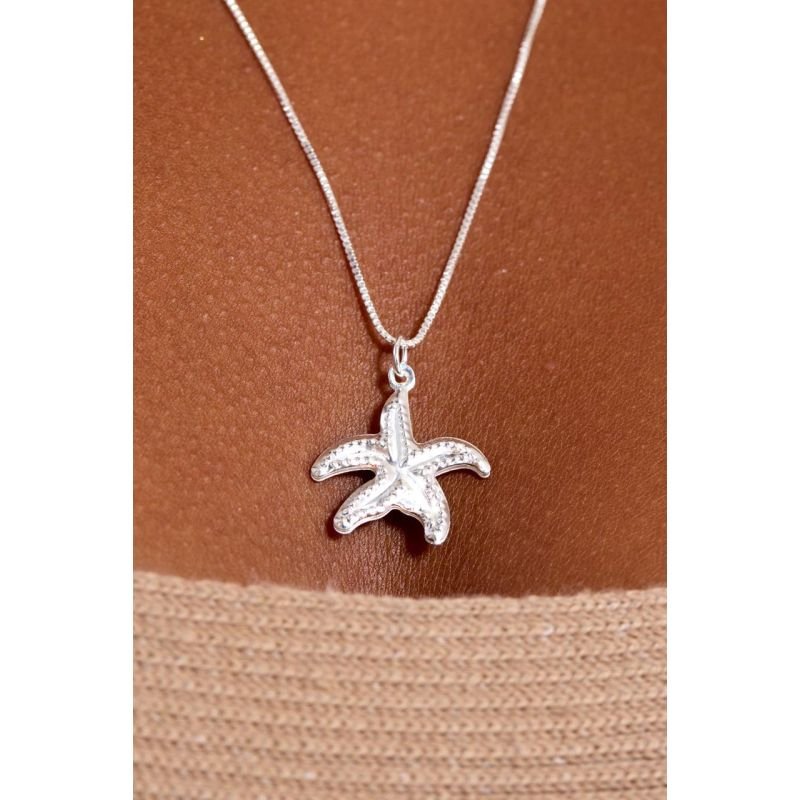 Colar Estrela do mar - 60 cm - Semijoias Prata