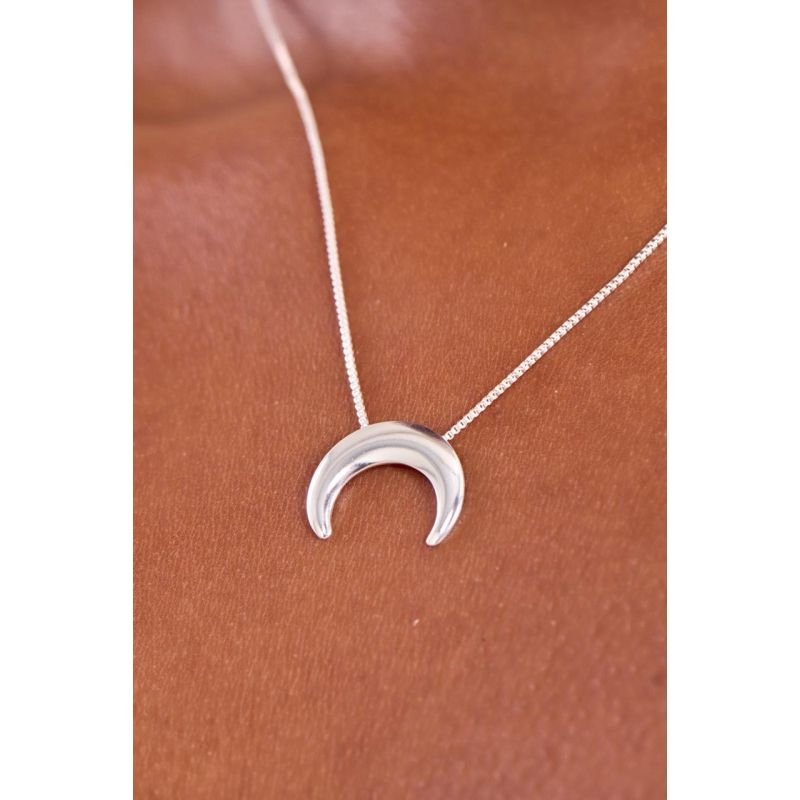 Colar Lua Invertida - Semijoia Prata