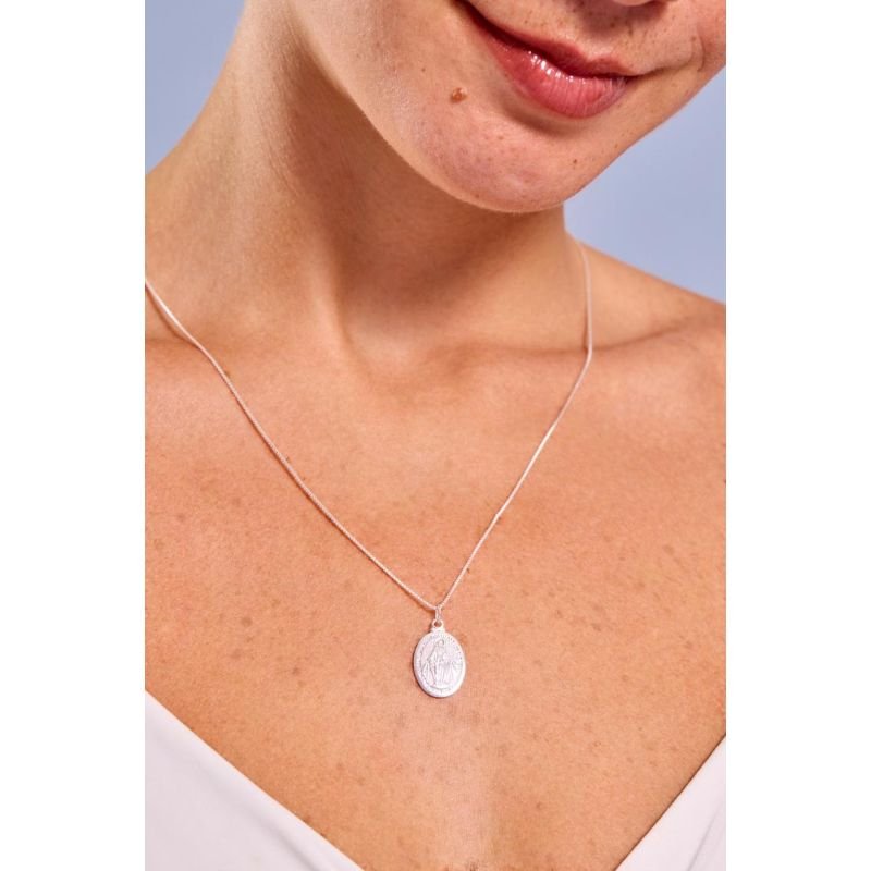 Colar Nossa Senhora- 60 cm - Semijoias Prata