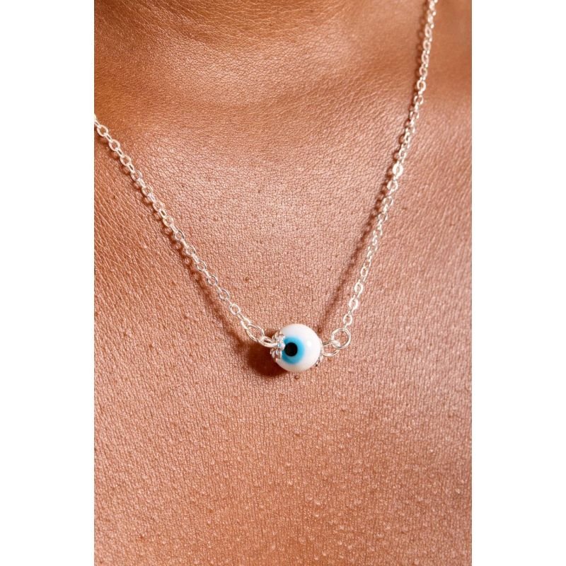 Colar olho grego- 45cm - Semijoias Prata