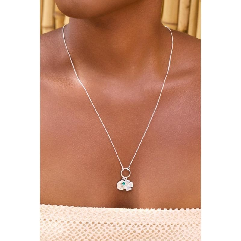 Colar patuá com 3 pingentes - Semijoias Prata