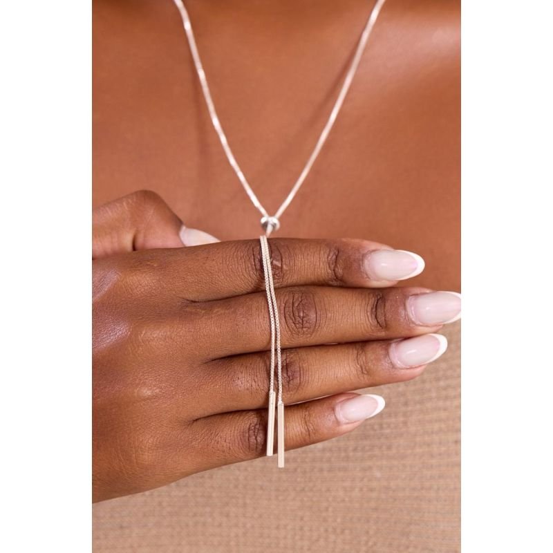 Colar - Gravata palito - Semijoia Prata