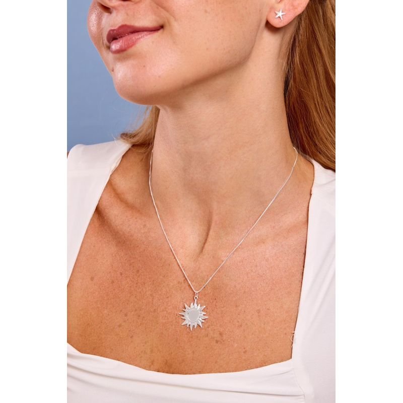 Colar sol espelhado - Semijoias Prata