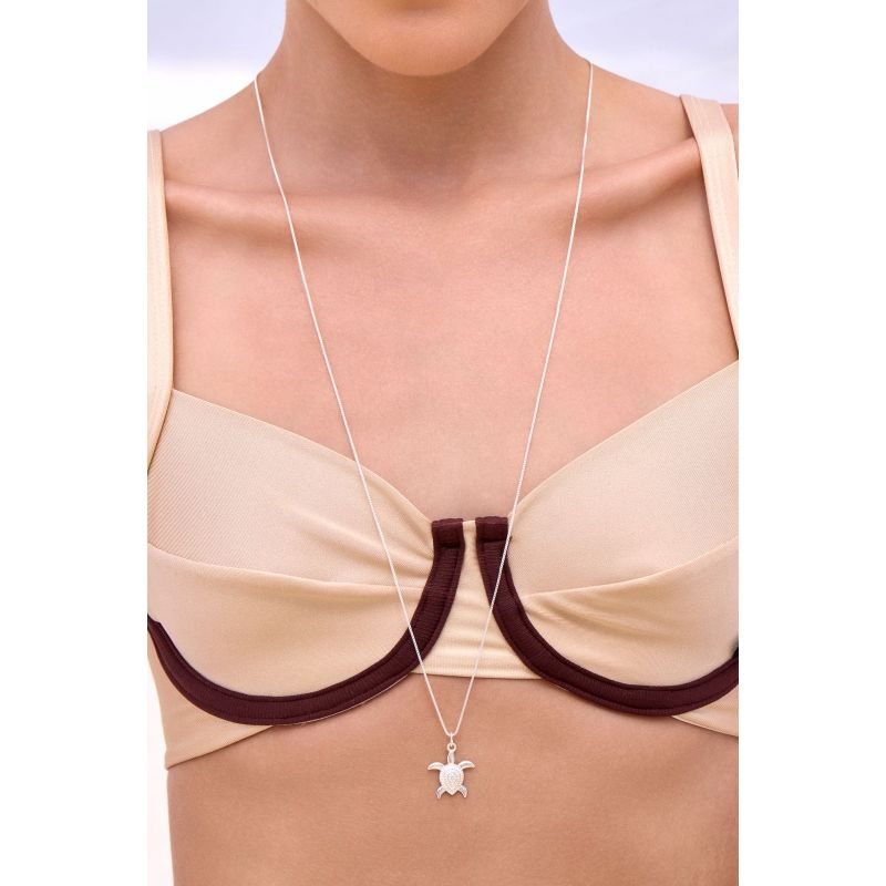 Colar tartaruga trabalhada - Semijoias Prata