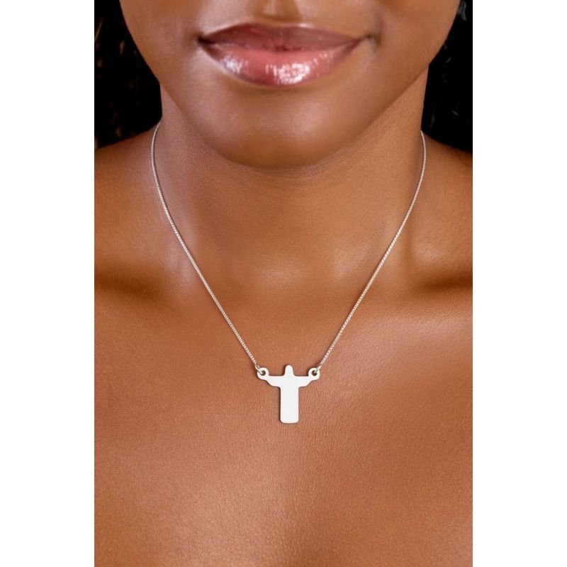 Escapulário Cristo de um lado, Pão de Açúcar do outro - Semijoias Prata