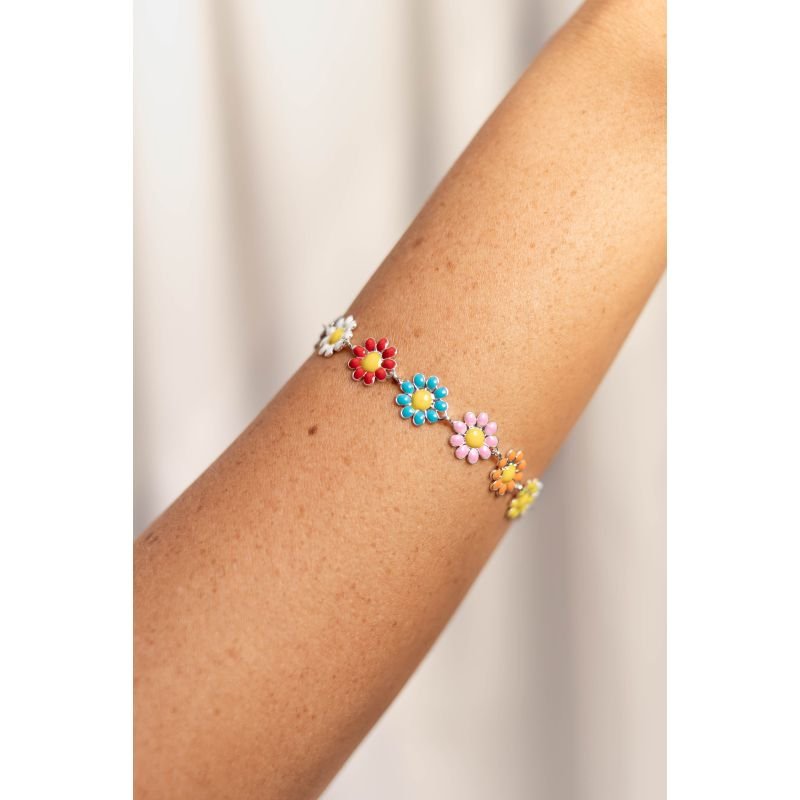 Pulseira margaridas - Semjoia prata