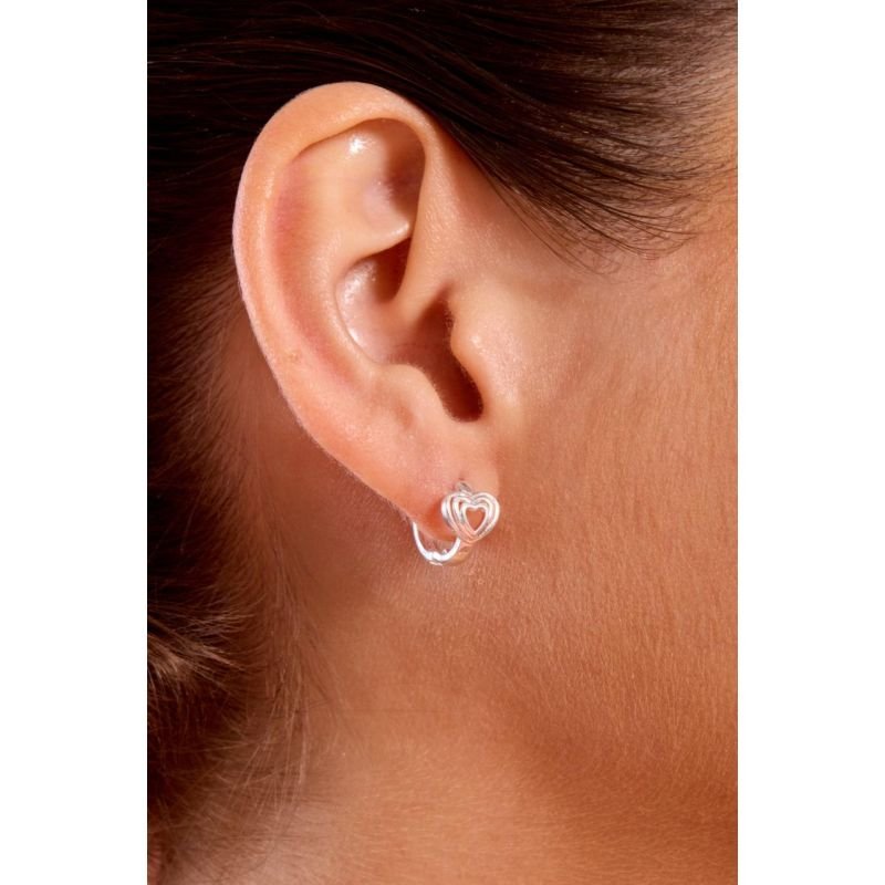 Trio de Brincos Coração - Semijoias Prata