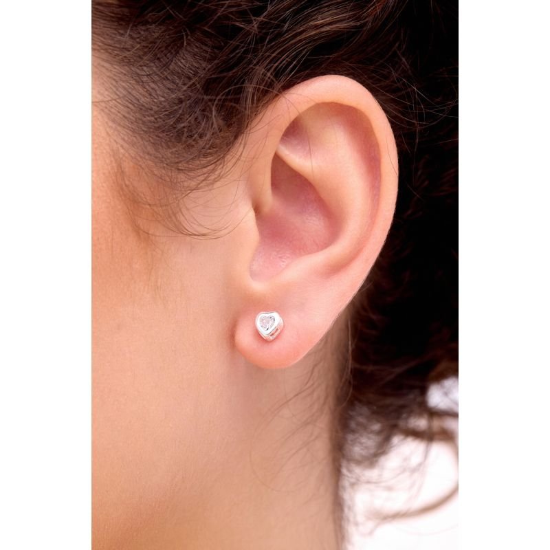 Trio de Brincos Coração em Zircônia - Semijoias Prata