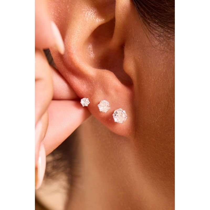 Trio de brincos ponto de luz - Semi joias Prata